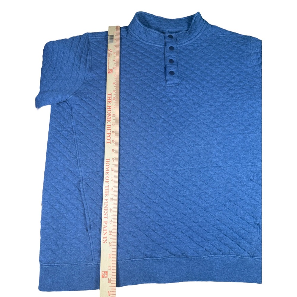 Oak Hill Mens 2XLT Blue Quilted Button Mock Neck Pullover Long Sleeve Sweater - Picture 6 of 7